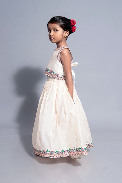 Diorama Designs "Nature" Handpainted Kids Crop Top & Lehenga Set