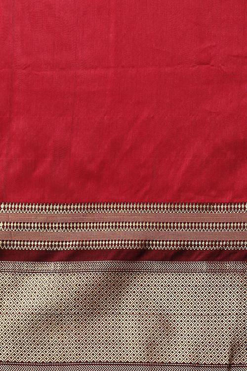 Handweave Maheshwari "Red" Handloom Cotton Silk Saree