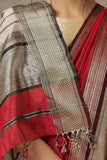 Handweave Maheshwari "Red" Handloom Cotton Silk Saree