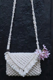 Handcrafted Macrame Clutch Bag with swing (Off-white)