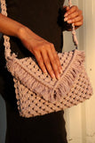 Handcrafted Clutch Bag With Sling Blush Grey Macrame Bag Online