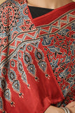 Jahangir Khatri - Traditional Ajrakh Hand Block Printed Modal Saree With Tassels - 27