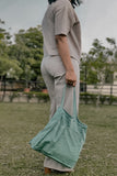 Teal Linen Tote Bag