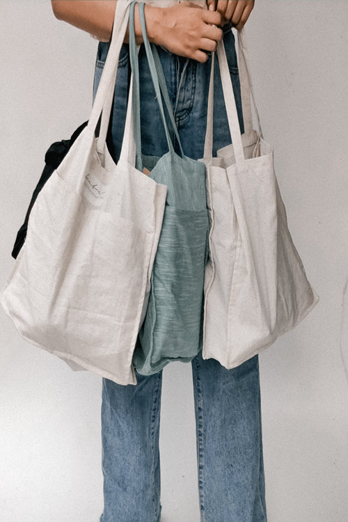 Cream Linen Tote Bag