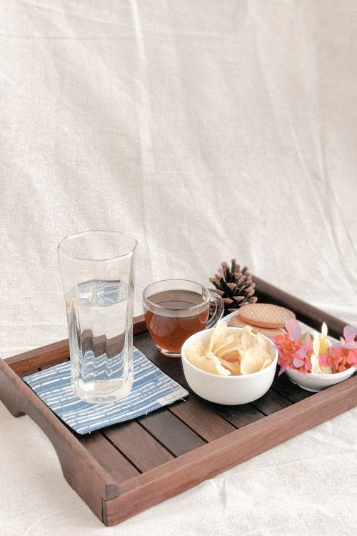 Ekatra Cotton Cloth Coasters - Set Of 6 Blue Stripes