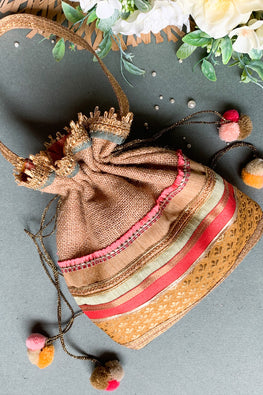 Dhaaga Handcrafts -Natural Jute lace versatile potlis