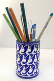 Ram Gopal Blue Pottery Handcrafted 'Pen Stand ' Blue Stationary Stand-D