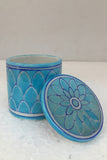 Ram Gopal Blue Pottery Handcrafted 'Round accessory box ' Blue Box-C