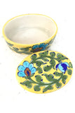 Ram Gopal Blue Pottery Handcrafted 'Oval accessory box ' Yellow Box-49