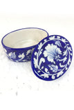 Ram Gopal Blue Pottery Handcrafted 'Oval accessory box ' Blue Box-A