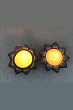 Ram Gopal Blue Pottery Handcrafted "T-Candles" Blue Candle Stand  (Set Of 2)-12
