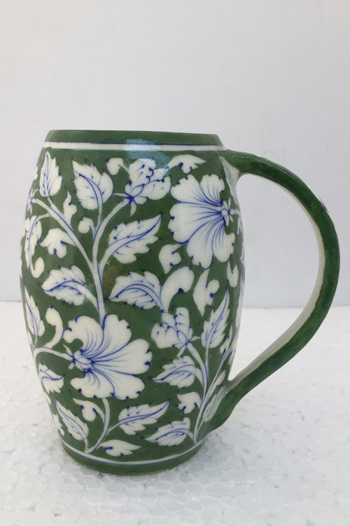 Ram Gopal Blue Pottery Handcrafted 'Beer Mug' Green mug-1