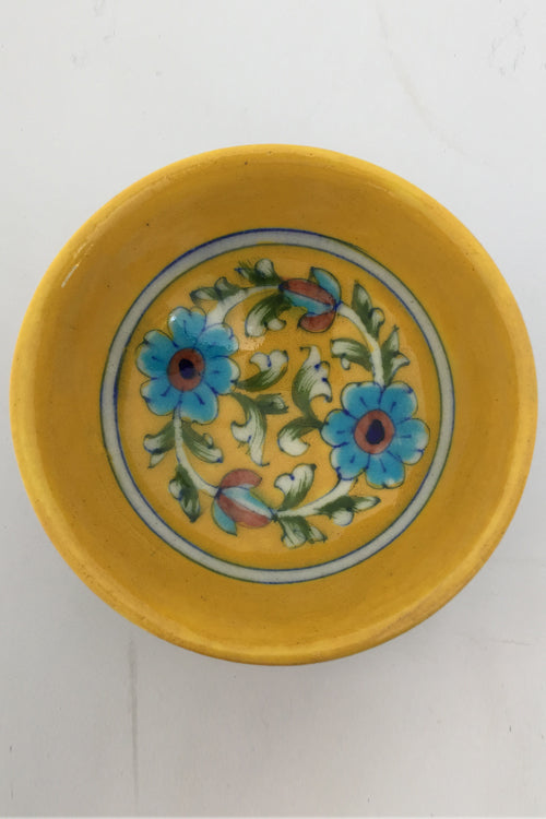 Ram Gopal Blue Pottery Handcrafted 'Bowls' Yellow serving bowls (set of 2)-8