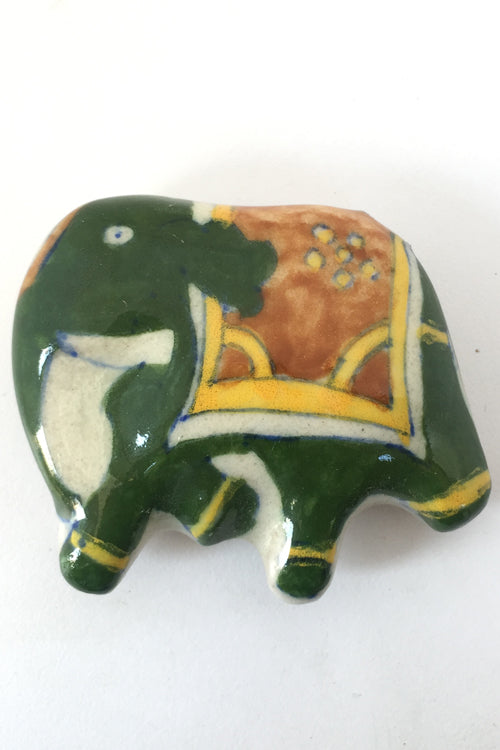 Ram Gopal Blue Pottery Handcrafted 'Fridge magnet ' Green elephant ( Set of 2)-29