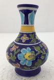 Ram Gopal Blue Pottery Handcrafted 'Surahai Vase" Blue Flower Vase-C