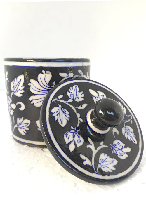 Ram Gopal Blue Pottery Handcrafted 'Cotton Jar' Black Jar-20