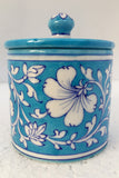 Ram Gopal Blue Pottery Handcrafted 'Cotton Jar' Light Blue Jar-21