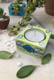 Ram Gopal Blue Pottery Handcrafted "T-Candles" Green Square Candle Stand  (Set Of 2)-32