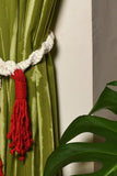 Indianyards Set Of 2 Premium Cotton Macrame Curtain Tie Backs | Cherry Red
