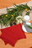 Indianyards Set Of 2 Premium Cotton Macrame Rectangle Placemats | Rectangle | Cherry Red