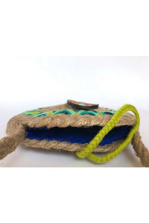 Dhaaga Handcrafts-Round Mini Natural Aztec sling bag