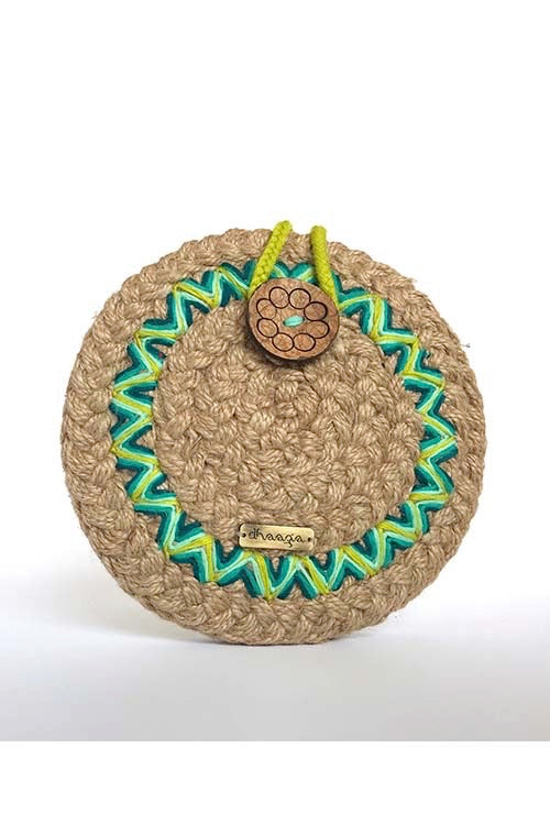 Dhaaga Handcrafts-Round Mini Natural Aztec sling bag