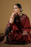 Maroon Ajrakh Handblock Print Modal Saree | Jabbar Khatri