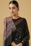 Black Ajrakh Handblock Print Modal Saree | Jabbar Khatri