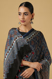 Blue Ajrakh Handblock Printed Modal Saree | Jabbar Khatri