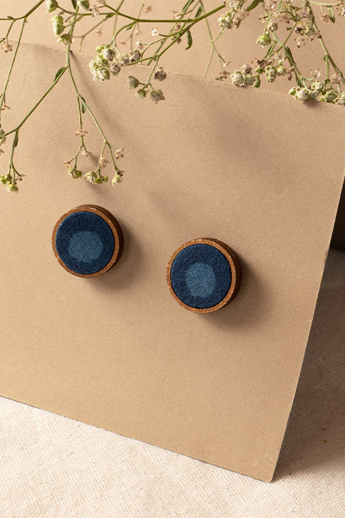 Whebyabira Mdf Blue Kalamkari Earring