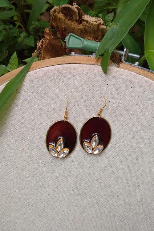 Whebyabira-Brown Oval Enamel Drop