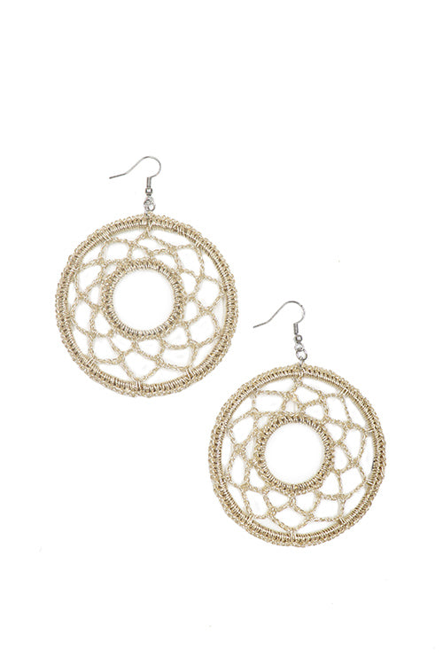 Whe Handmade Golden Round Crochet Earring