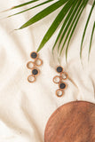 Black and Brown Unity Repurposed fabric and wood earring