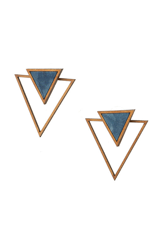 Whe Two Look in One Blue Traingle earring