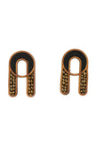 Black Repurposed fabric and wood earring