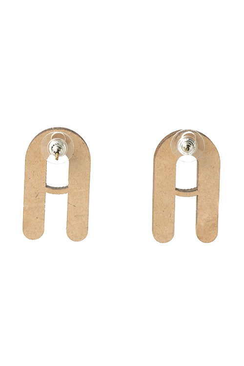 Black Repurposed fabric and wood earring