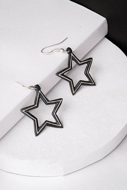 Whe Handmade Bidri Pure Silver Inlay Nakshatra Dangler