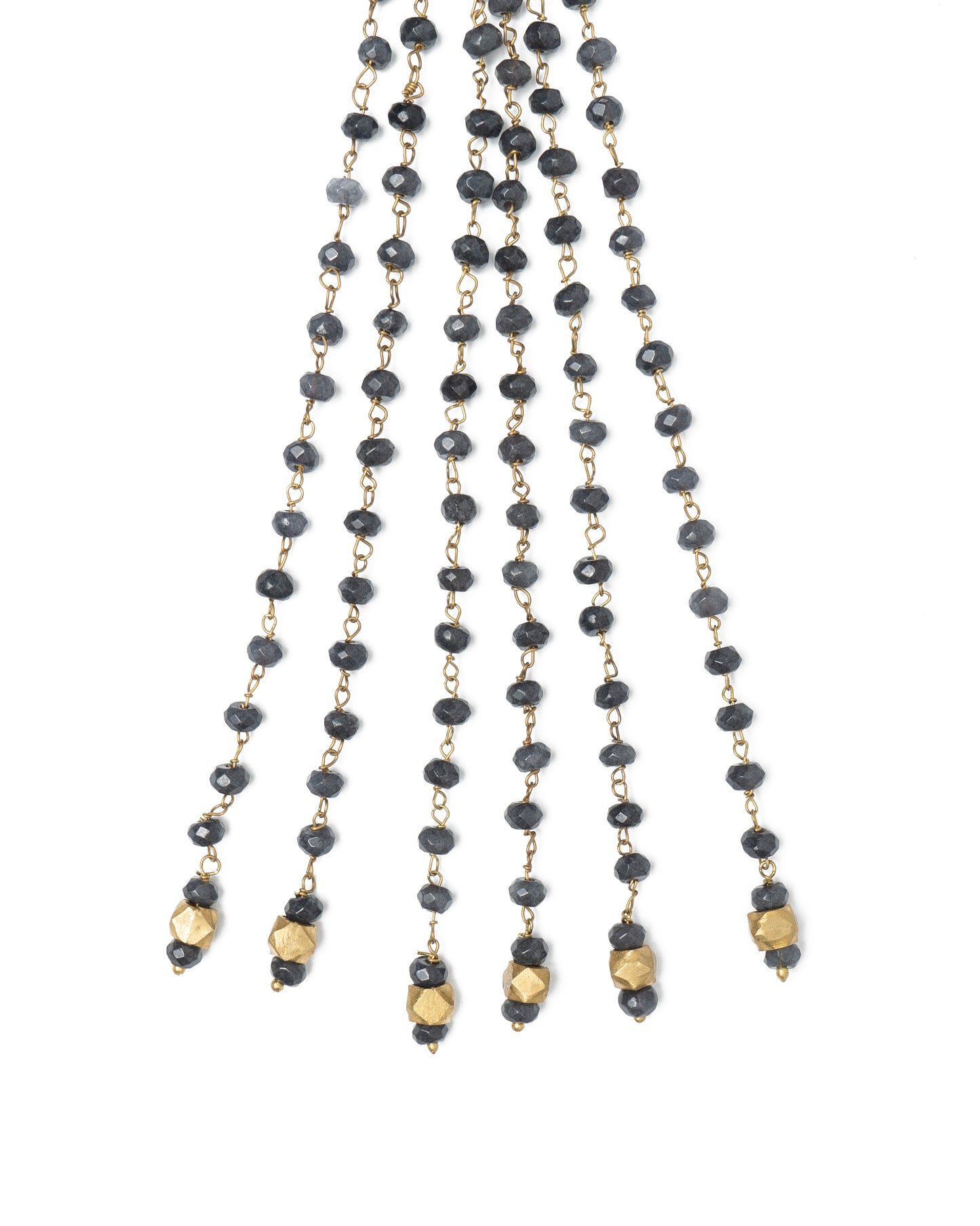 Whe Grey Dyed Semi-precious Quartz Stone Lariat Necklace