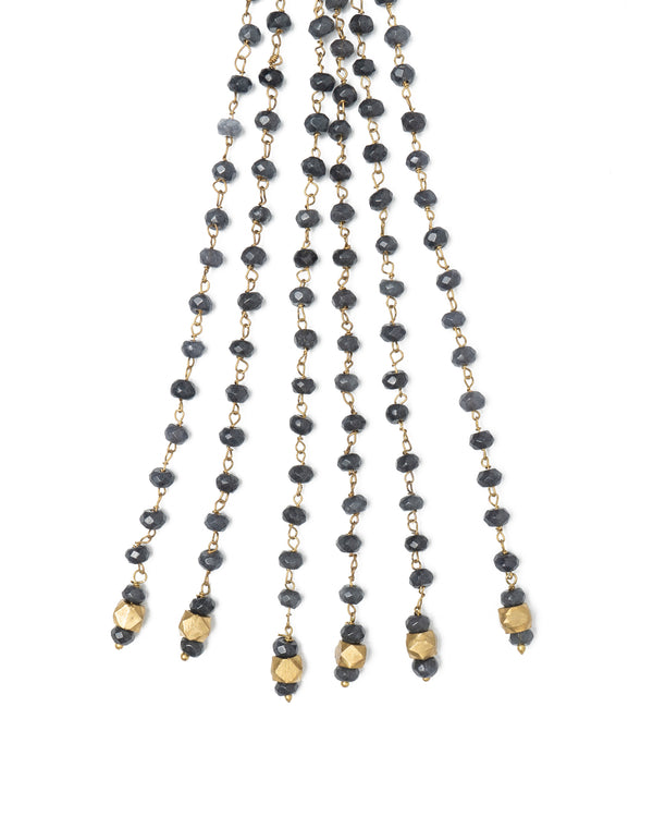 Whe Grey Dyed Semi-precious Quartz Stone Lariat Necklace