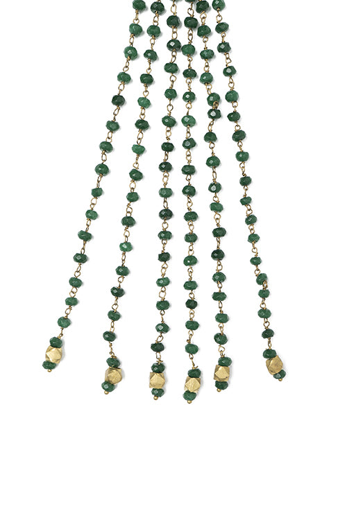 Whe Green Dyed Semi-precious Quartz Stone Lariat Necklace