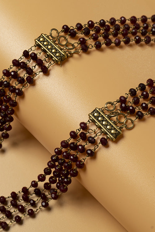 Whe Ruby Red Multistrand Dyed Semi-precious Quartz Stone Necklace