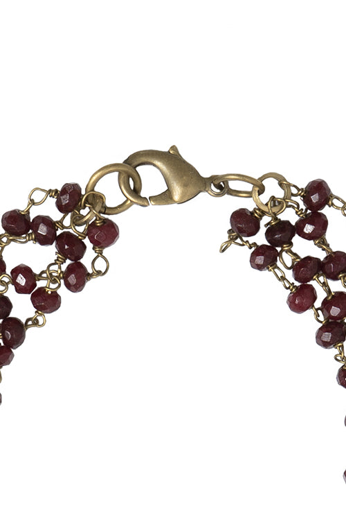 Whe Ruby Red Multistrand Dyed Semi-precious Quartz Stone Necklace