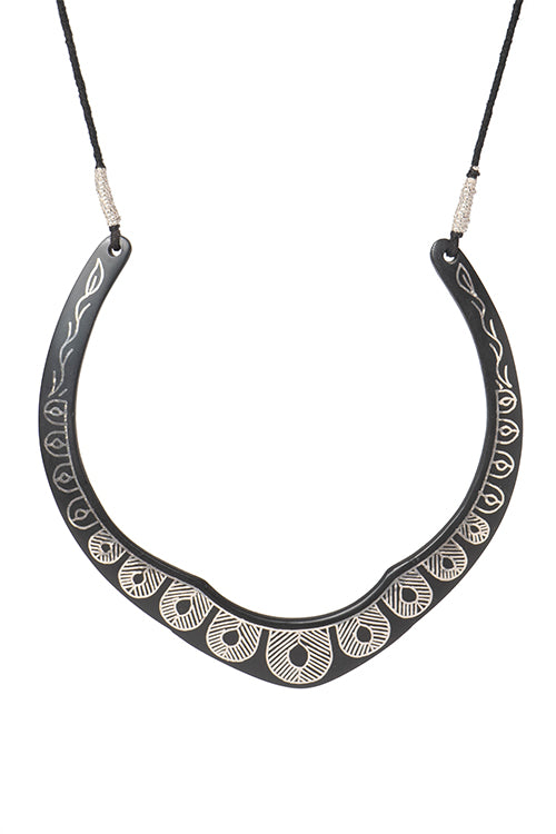 Whe Handmade Bidri Pure Silver Inlay Thoran Choker Necklace