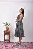Urmul Shama Grey Embroidered Handloom Cotton Knee Length Dress For Women 