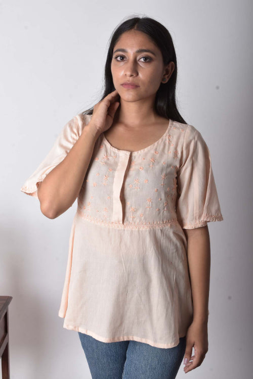 Urmul "Paipa" hand embroidered Maheshwari cotton top