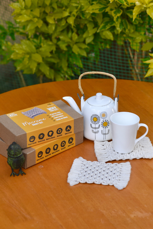Macrame DIY Craft Kit | Table Coasters | Offwhite