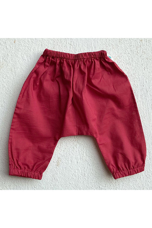 Whitewater Kids Unisex Organic Koi Red Angrakha Top With Red Pants