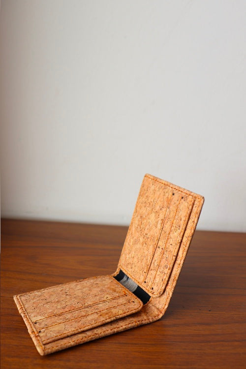 'Kirgiti's Black Ikat And Natural Cork Card Holder