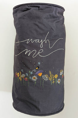 Okhai 'Hazel' Hand Embroidered Cotton Laundry Bag