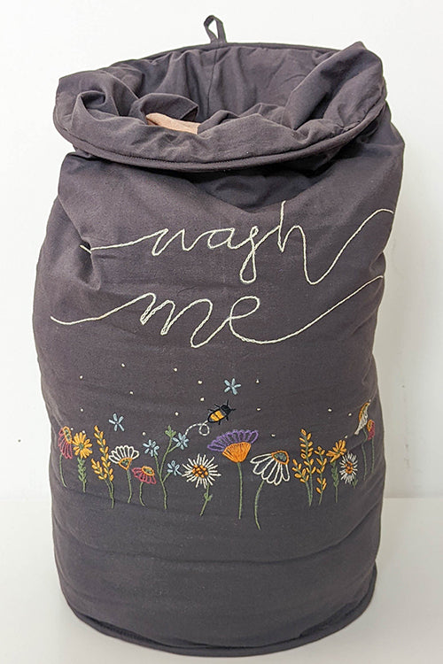 Okhai 'Hazel' Hand Embroidered Cotton Laundry Bag